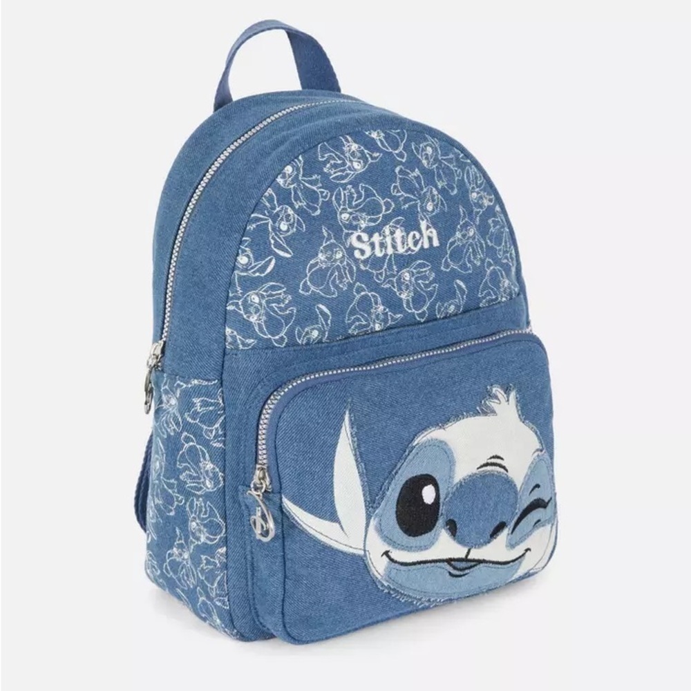 Disneys : Stitch Blue Denim Embroidered Backpack | NWT ✨ - Picture 11 of 12